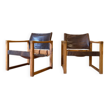2 fauteuils cuir Diana par Karin Mobring pour IKEA, 1970