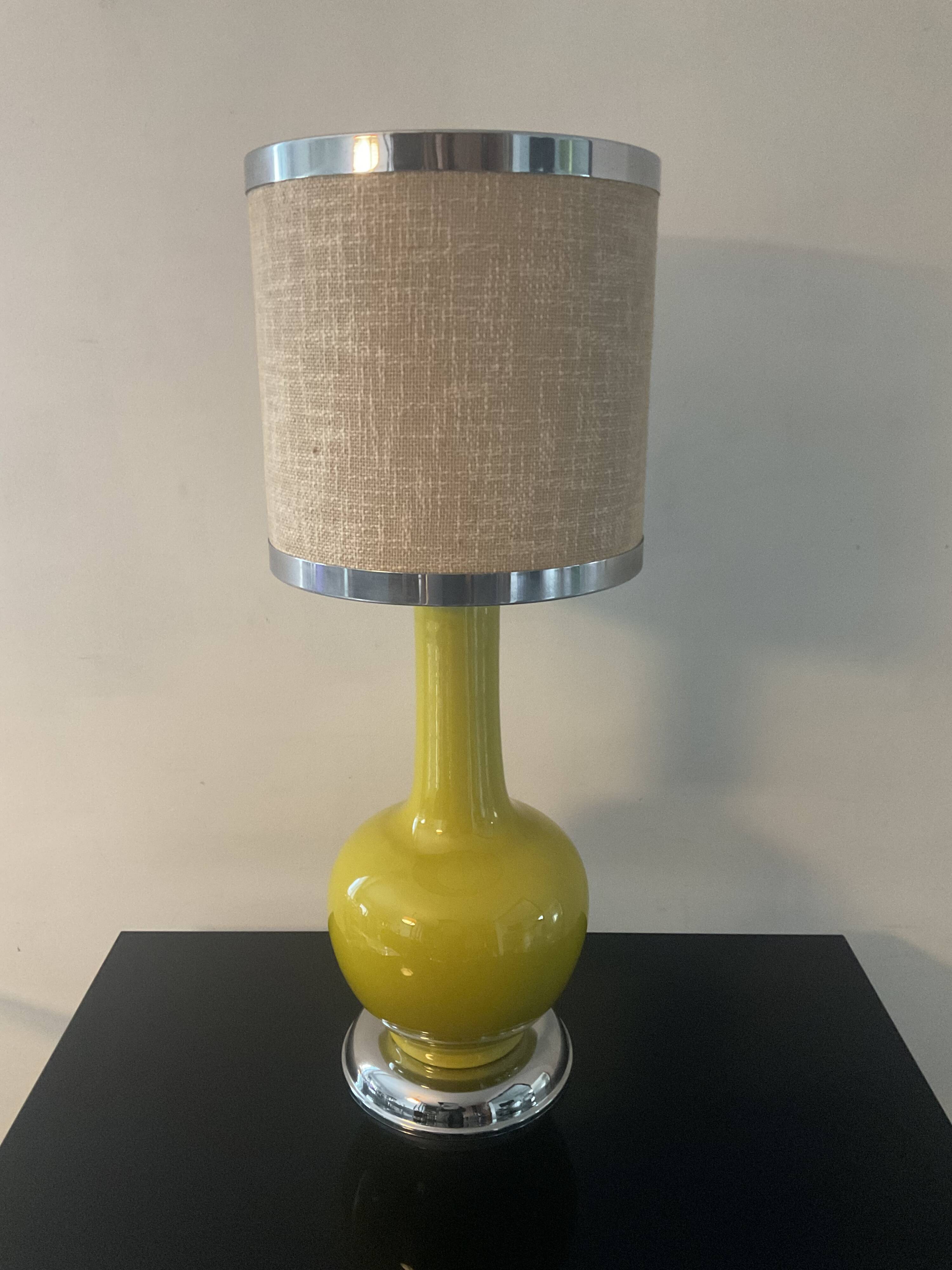 Vintage ceramic and chrome metal lamp from the 60s and 70s