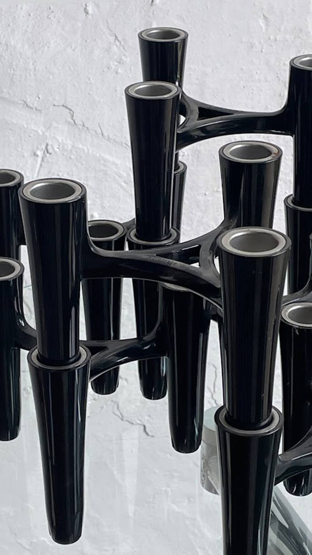 Set of 7 Black Candle Holders Design Koziol Hommage 2005 Germany