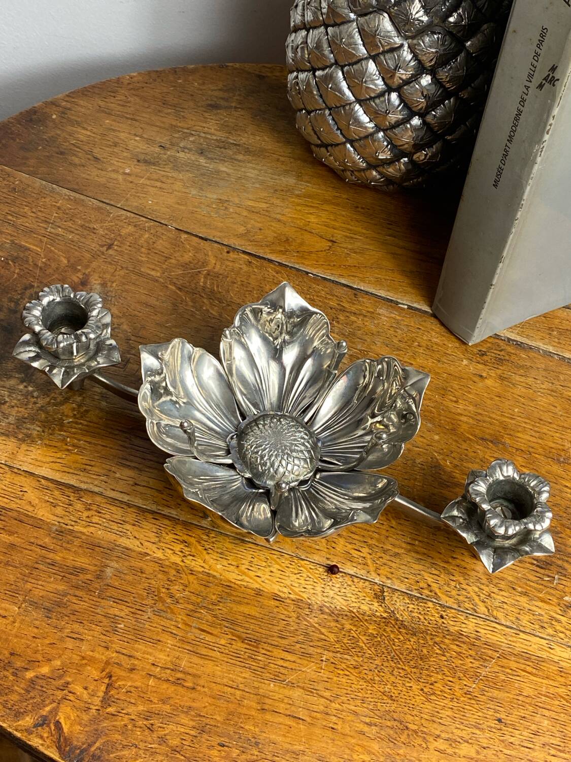Flower candle holders, lotus ashtray with removable petals, 1960s.