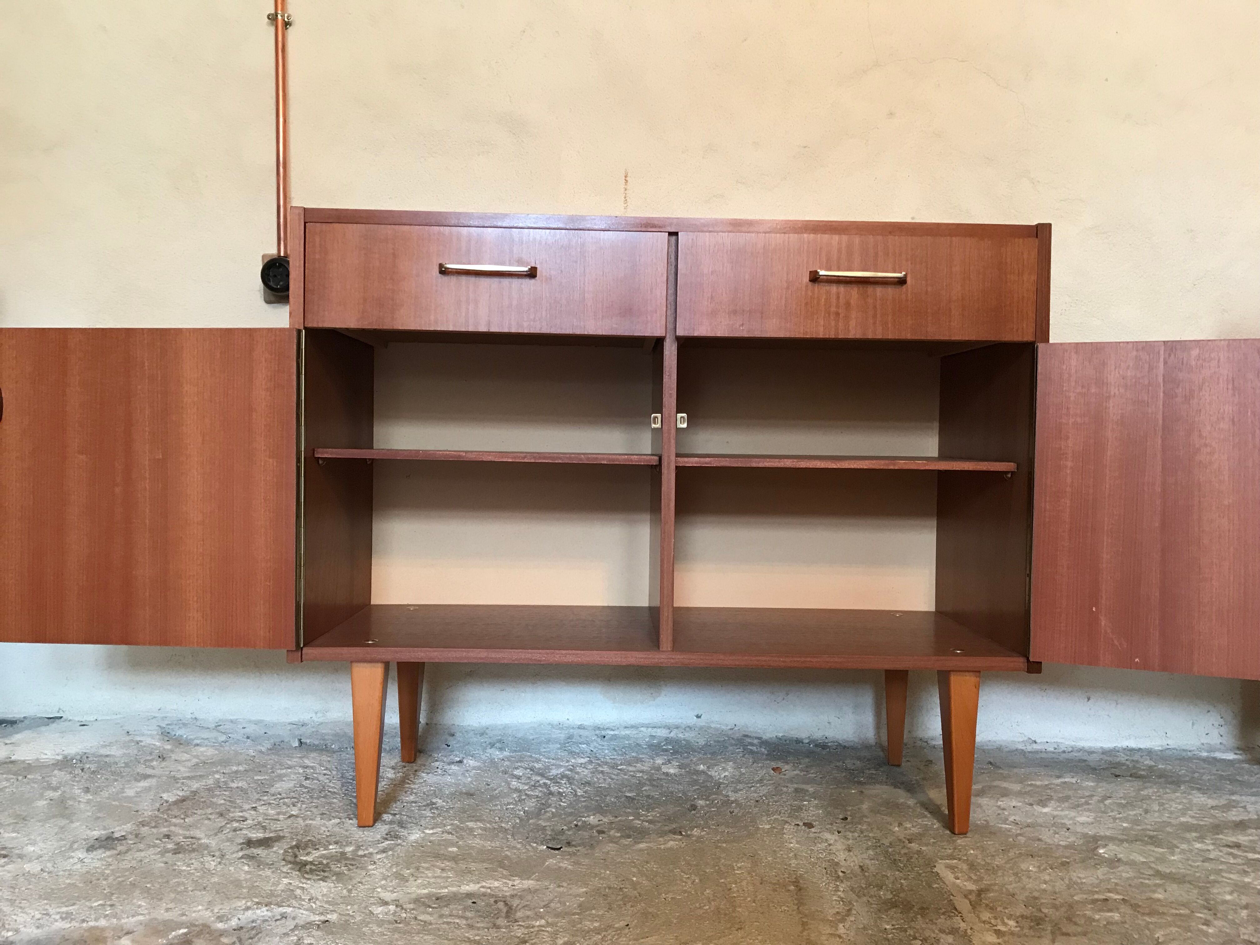 Sideboard vintage storage cabinet walnut veneer bond