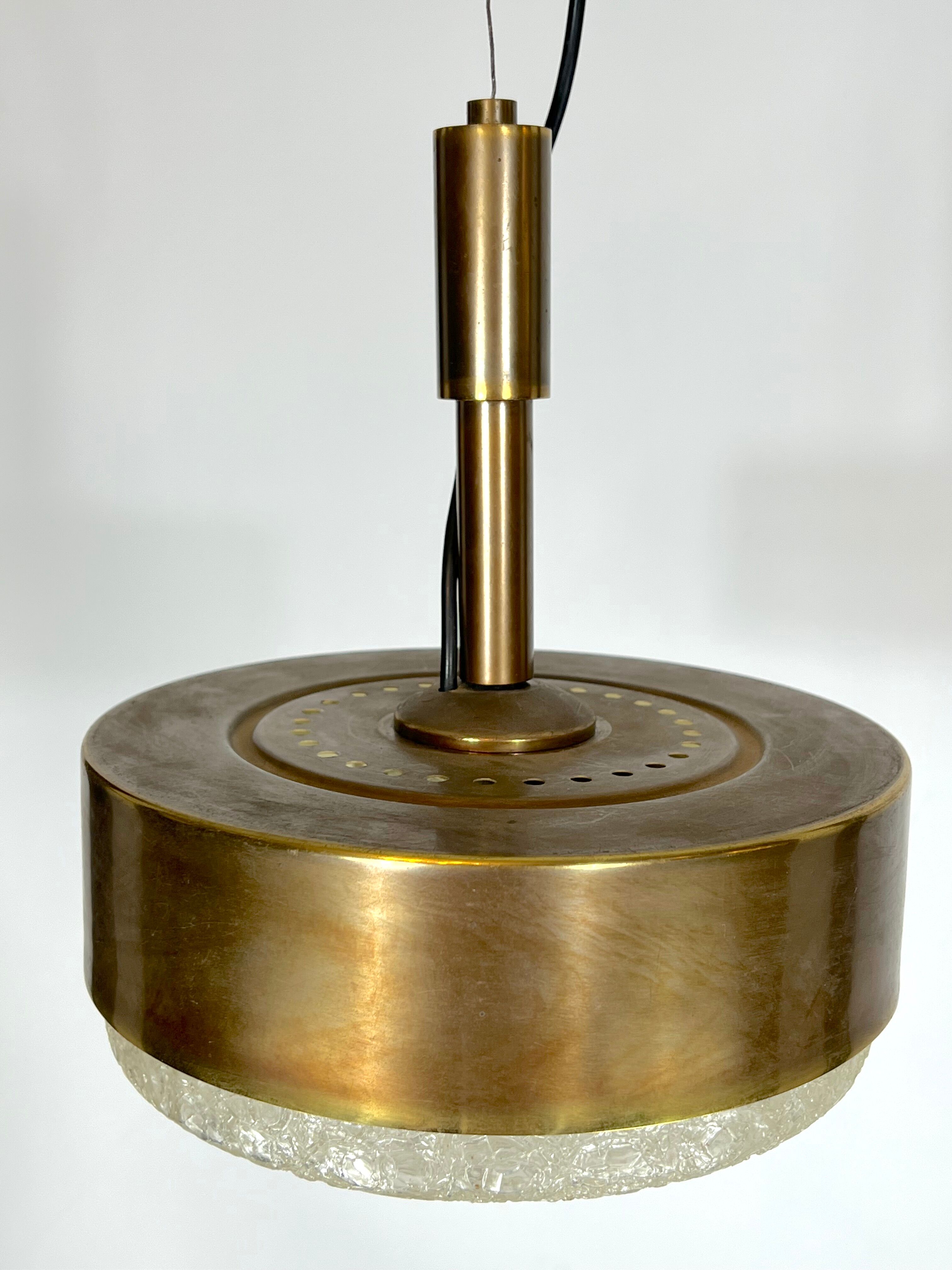 Mid-century Stilnovo brass pendant light from 50s