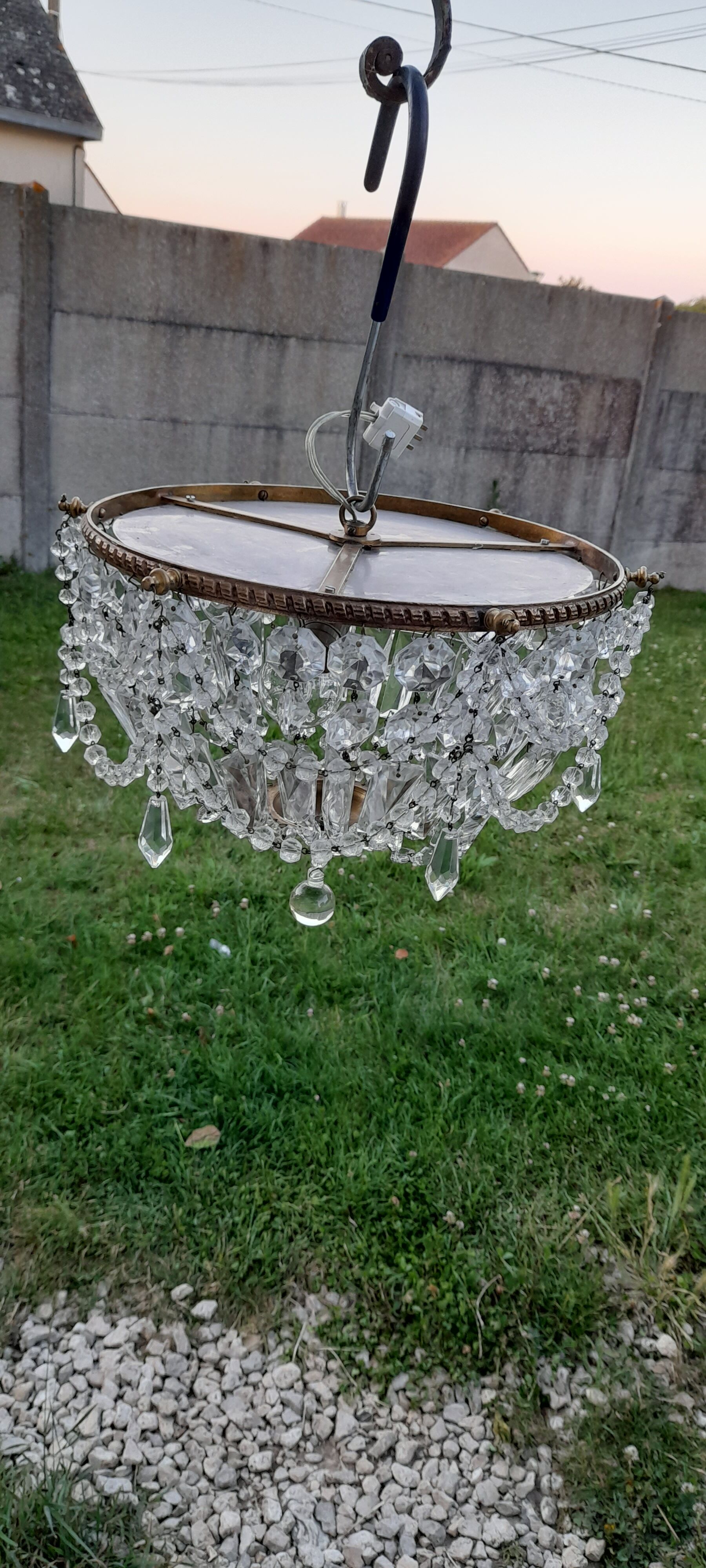 Bronze ceiling chandelier with crystal grapevines diam 30 cm