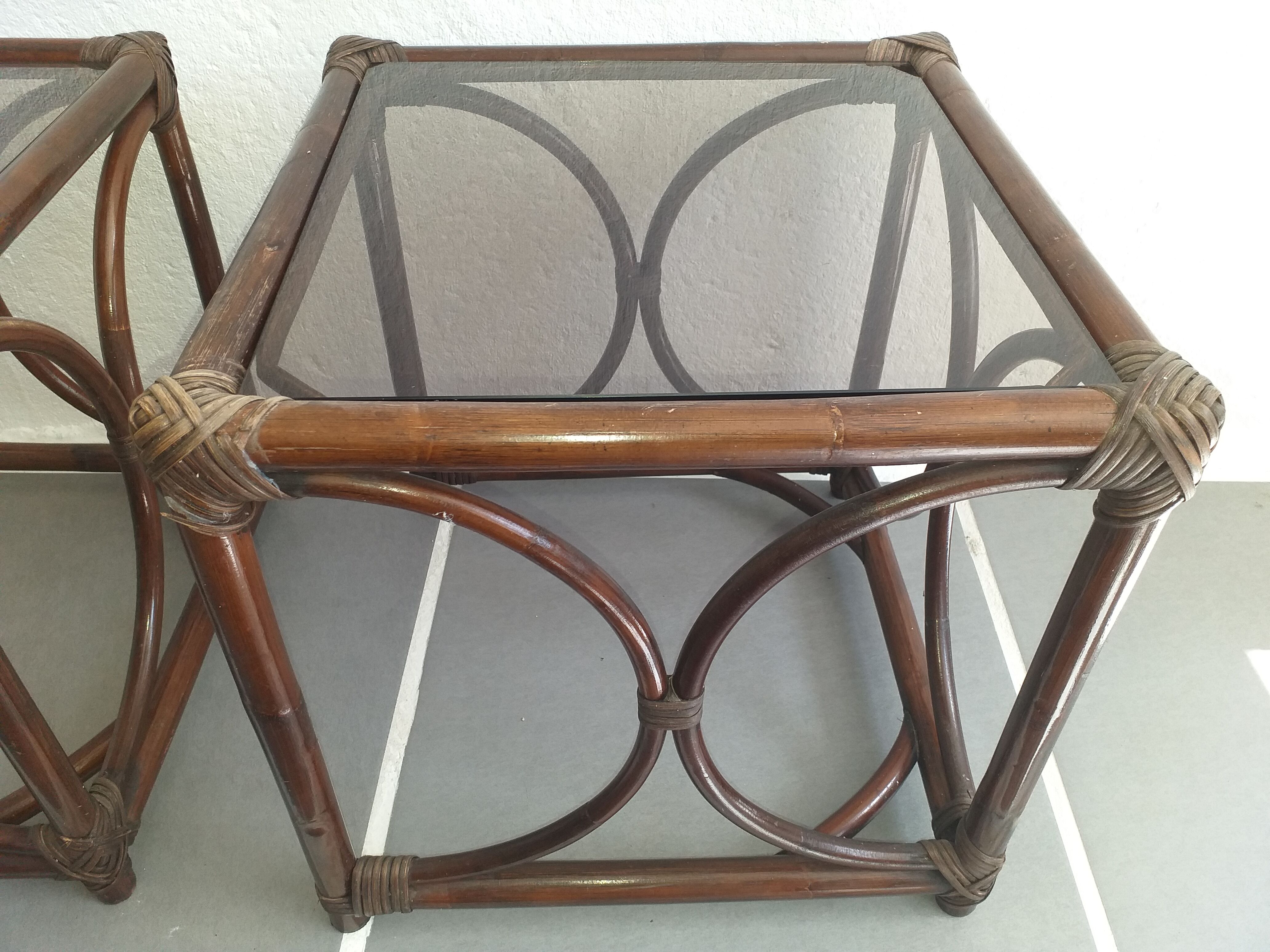 Rattan bedside tables