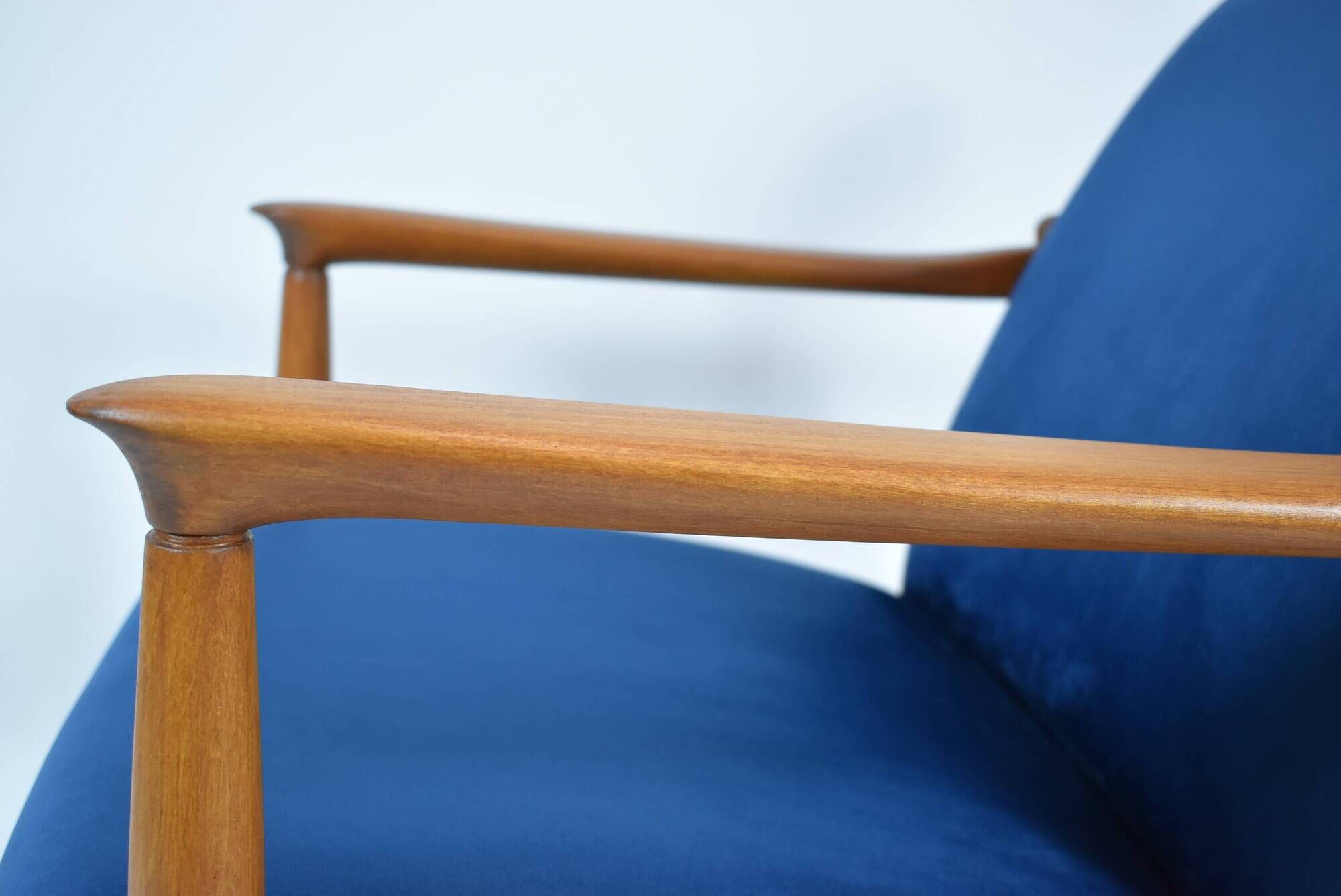 Scandinavian armchair designer E.Homa, refubrished, 1960s, navy blue velvet