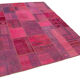 Hand-knotted turkish vintage 180 cm x 236 cm pink patchwork carpet