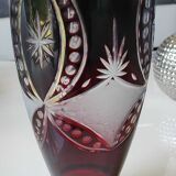 Bohemian/Czech Boho crystal vase, Burgundy red, vintage