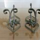 Pair of green lacquered wrought iron wall hooks, art deco, 1930s 40s