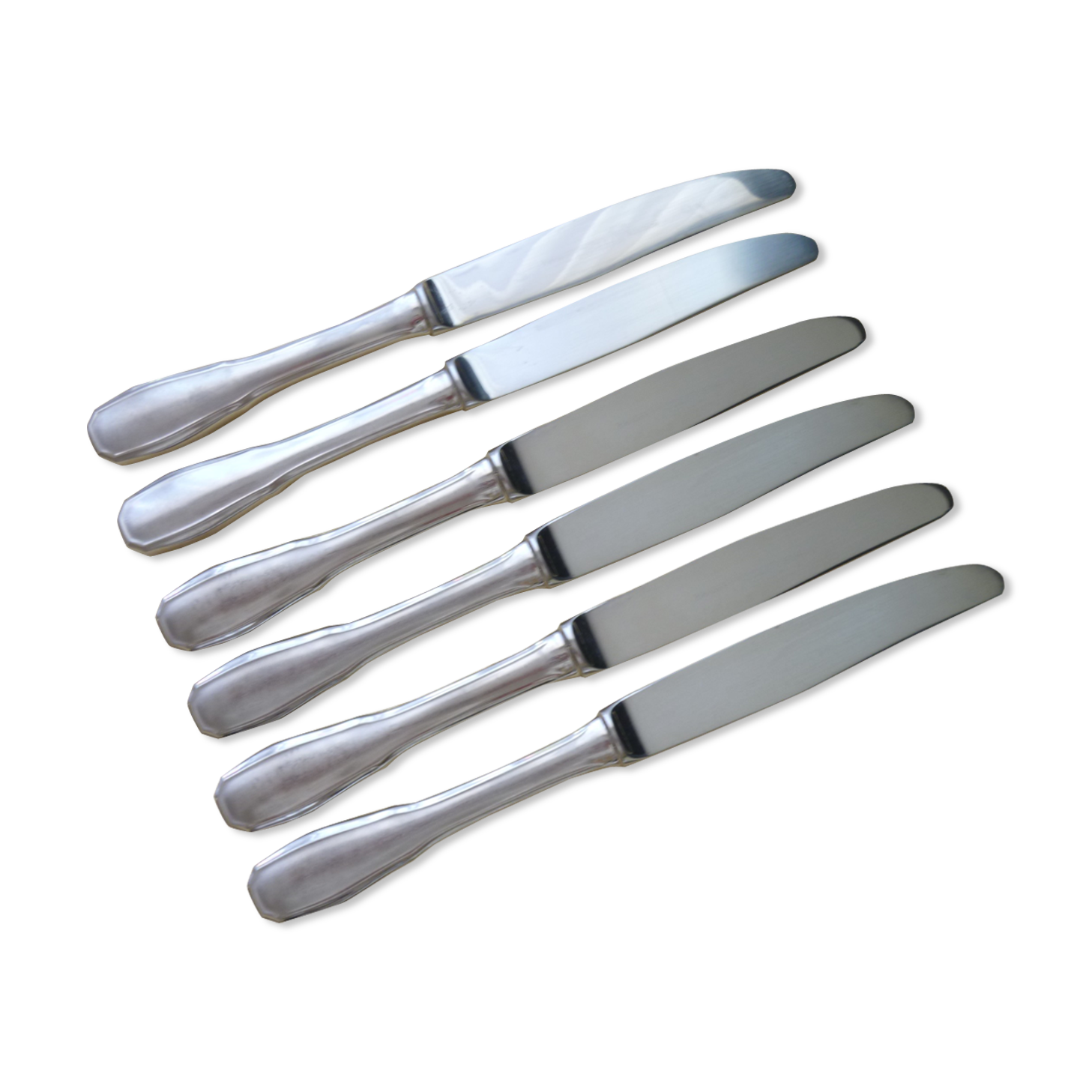 Set of 6 Christinox Christofle table knives shell model