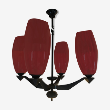Red Murano glass chandelier