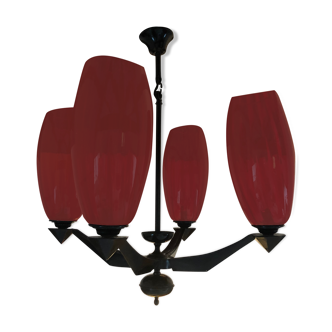 Red Murano glass chandelier