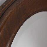 ROUND VINTAGE WOODEN WALL MIRROR FROM THE 1960S, ITALIAN DESIGN  CONDITION: