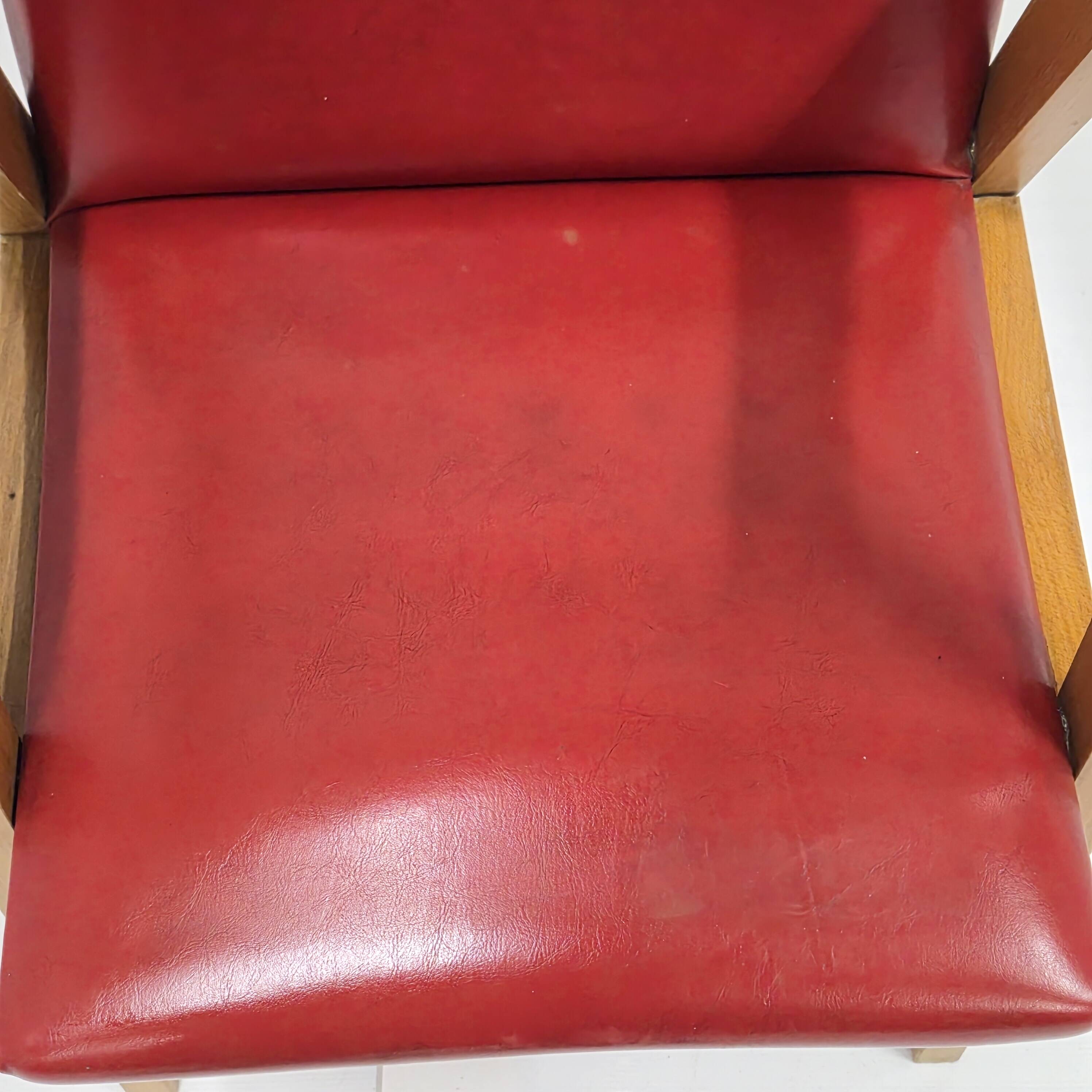 Fauteuil vintage pieds compas 1950