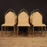 Six Italian design chairs in golden metal
