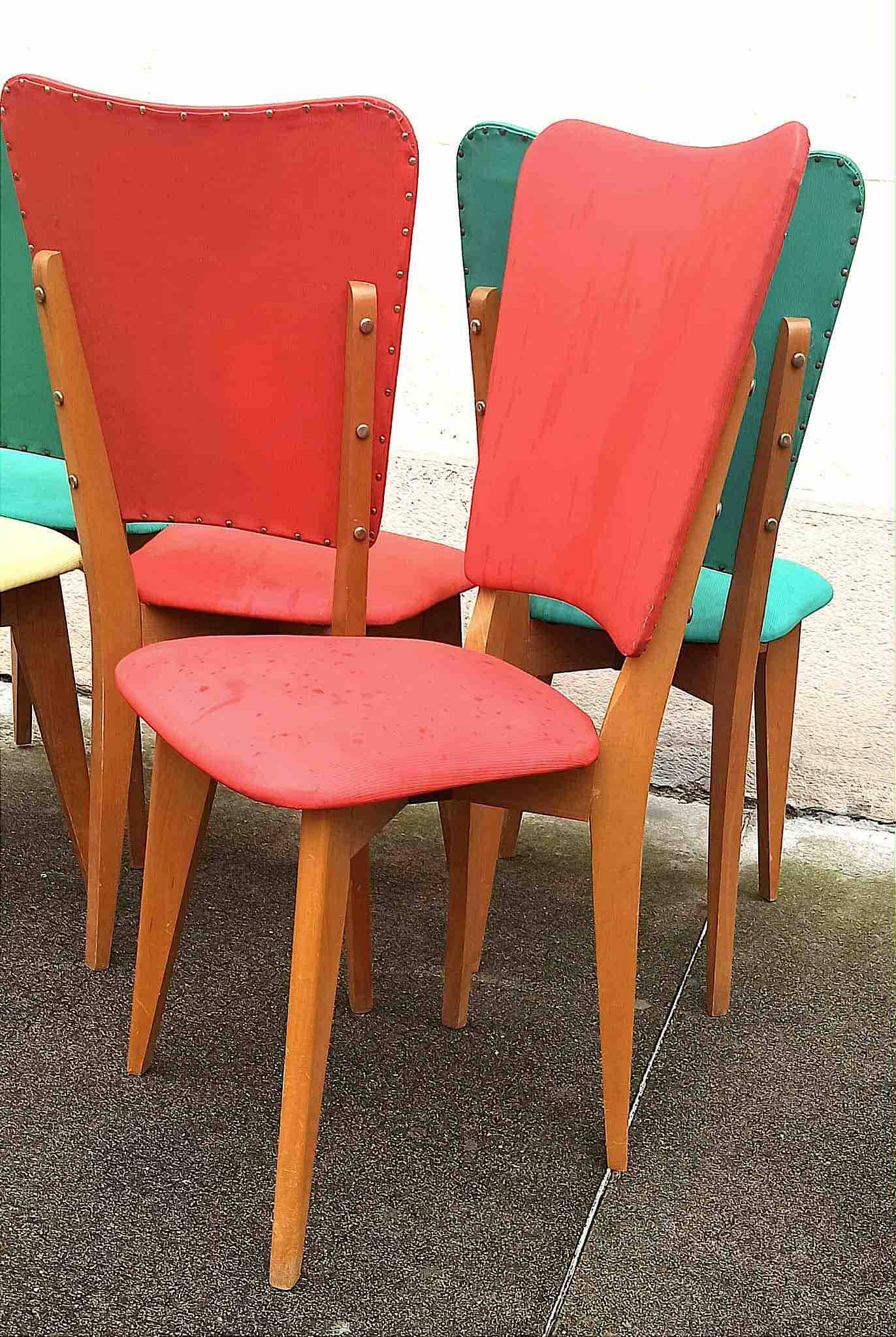Set of 5 chairs + 1 free. 1960s.