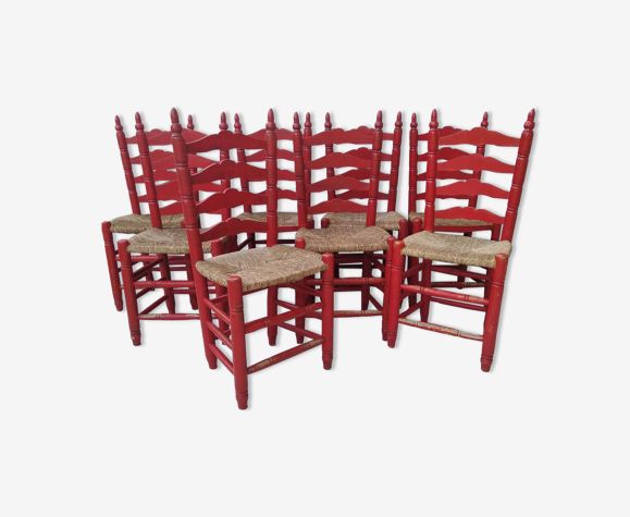 Suite of 8 Spanish mulched chairs 50s-60s