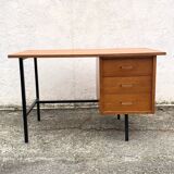 Vintage modernist desk in wood and metal
