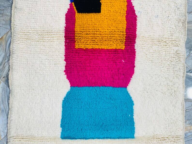 Handmade pure wool rug, size 100 x 200 cm