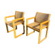 Paire de fauteuils vintage bois et cannage scandinave