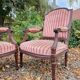 Pair of Louis XVI Style Mahogany Flat Back Armchairs, 19th Century