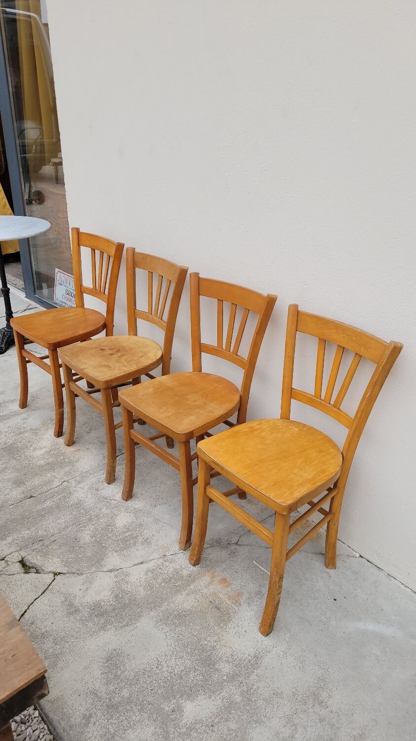 Series of 4 chairs of bistrot restaurant old 1950