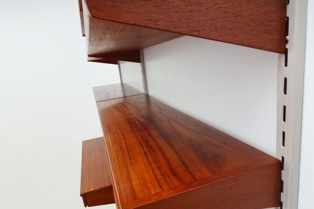 Kai Kristiansen Danish mid century compact floating teak wall unit and shelving set