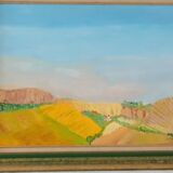 Oil on Canvas "Sunny Countryside" – Vintage Gold and Green Frame