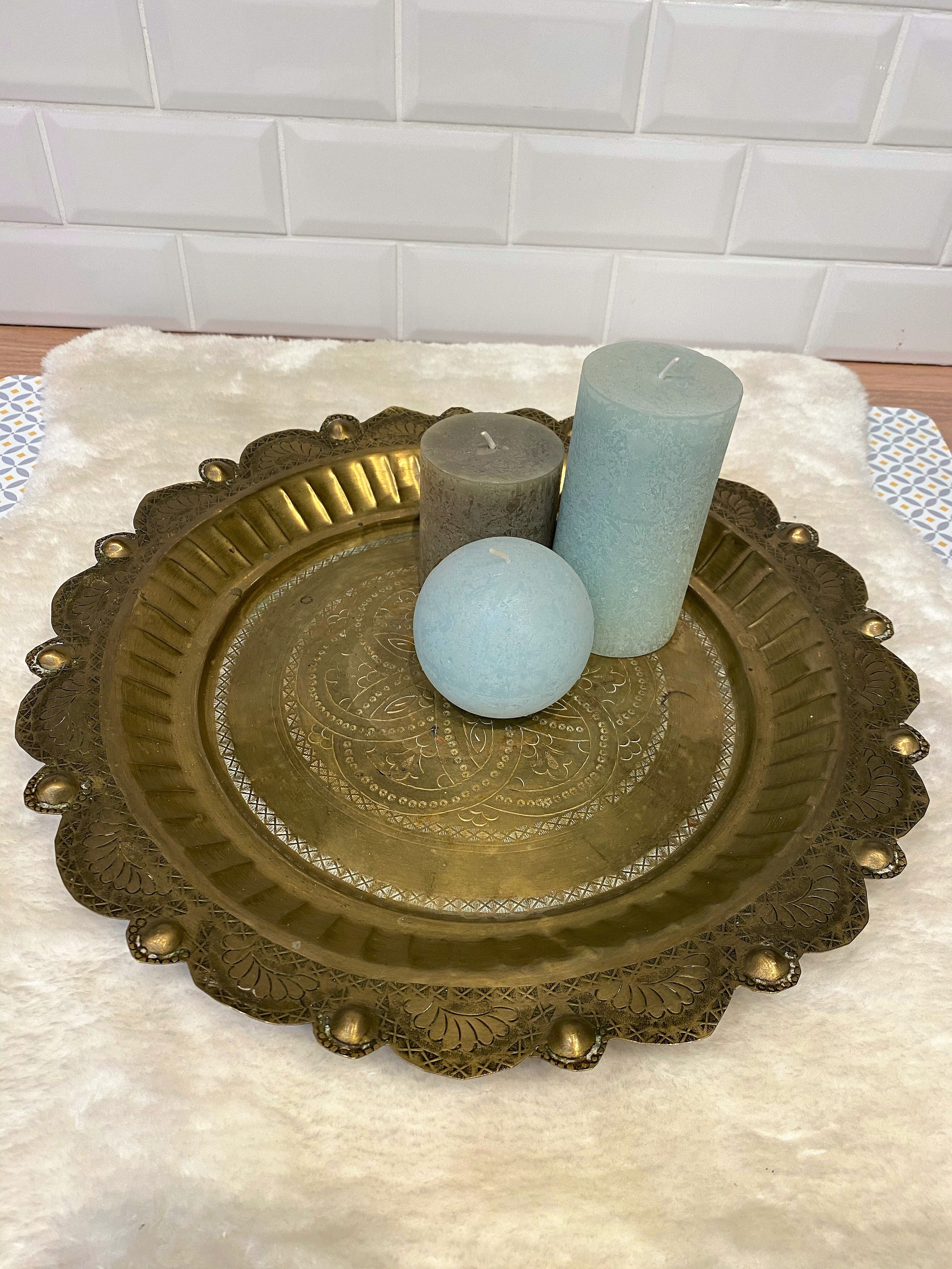 Oriental brass tray hammered