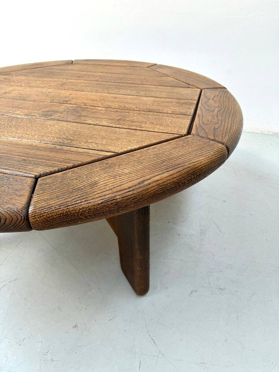 Table basse vintage de style brutaliste danois en chêne, années 1960