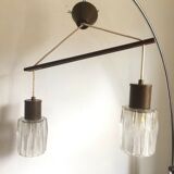 Suspension style boomerang scandinave bois et cristal design années 60