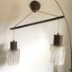 Suspension style boomerang scandinave bois et cristal design années 60