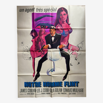 Original movie poster "Our Flint Man" James Coburn 120x160cm 1966