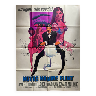 Affiche cinéma originale "Notre homme Flint" James Coburn 120x160cm 1966