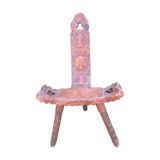 Brutalist tripod chair of conquistadors in fir and leather