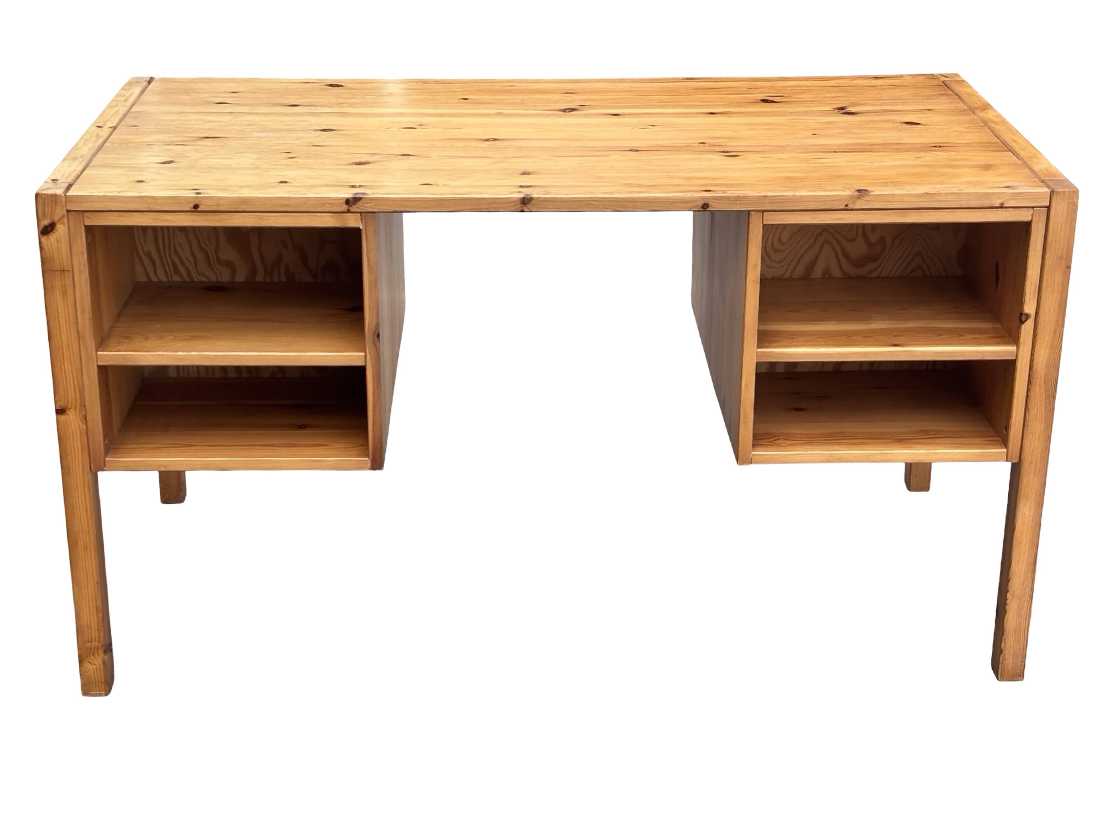 Vintage Pinewood Desk, Freestanding, 1970s Pine, Design, Ate van Apeldoorn