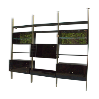 Library shelves in lacquer and brass by Roche Bobois 1970 s