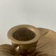 Set of 2 vintage candle holders bronze alloy – Metal flower candle holders gold