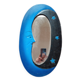 Miroir lune en bois bleu & noir