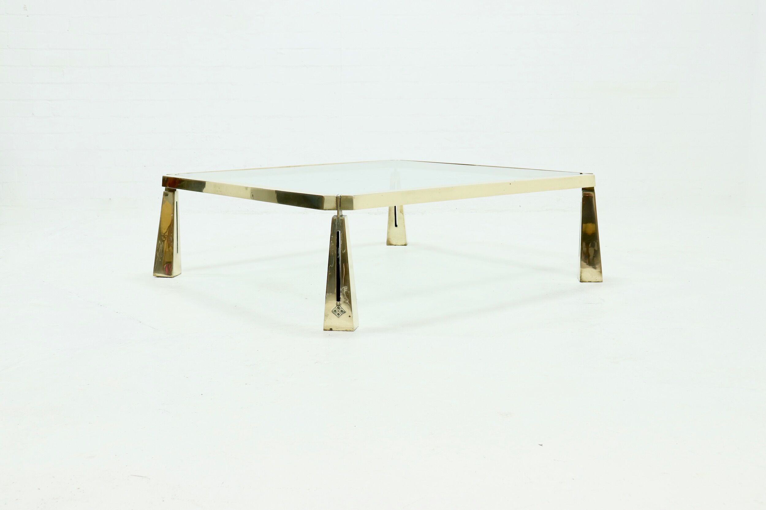 Solid brass sculptural coffee table by Peter Ghyczy 1980s
