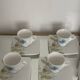 Set of 4 Limoges porcelain coffee cups "Hortensia" Guy Degrenne