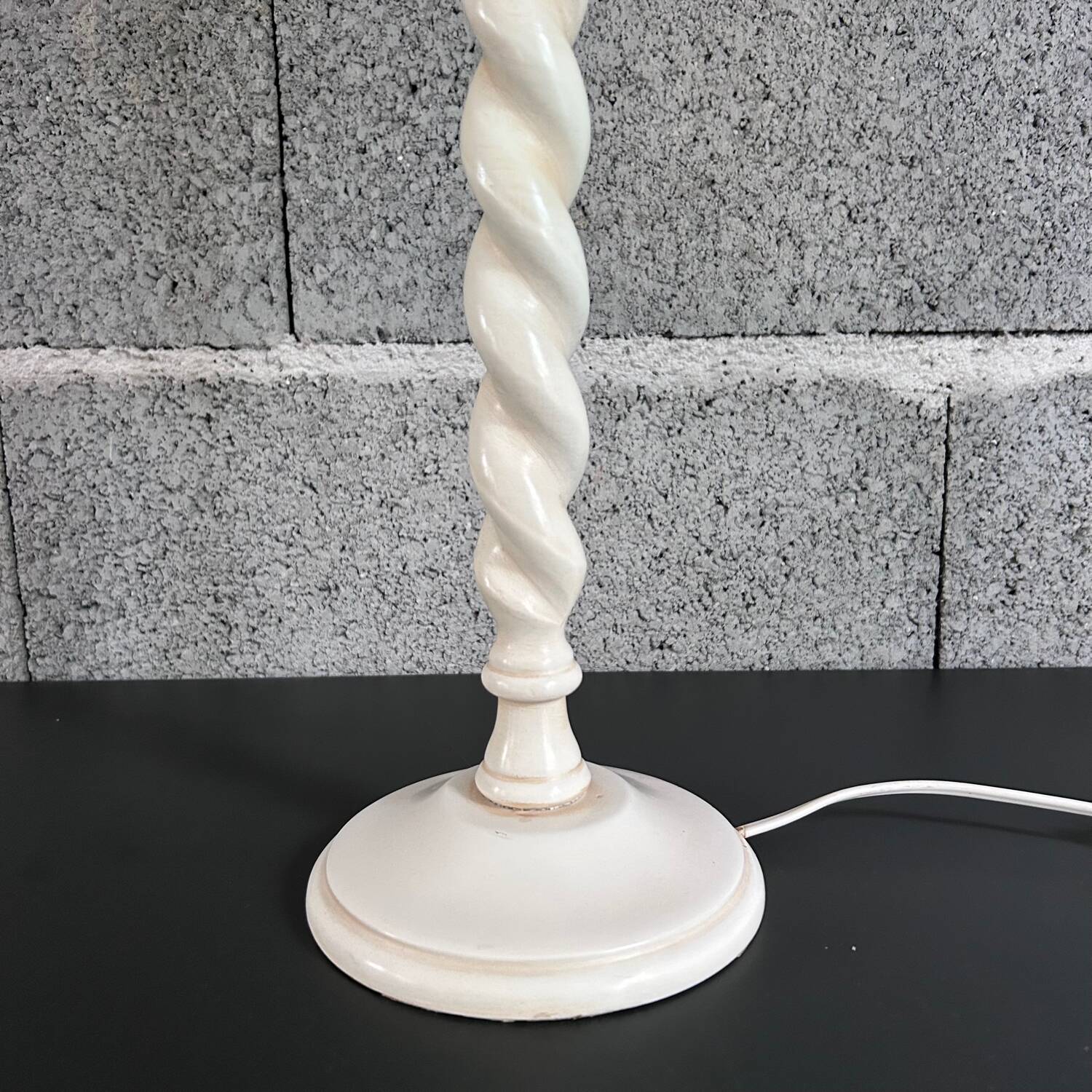 White turned wood lamp