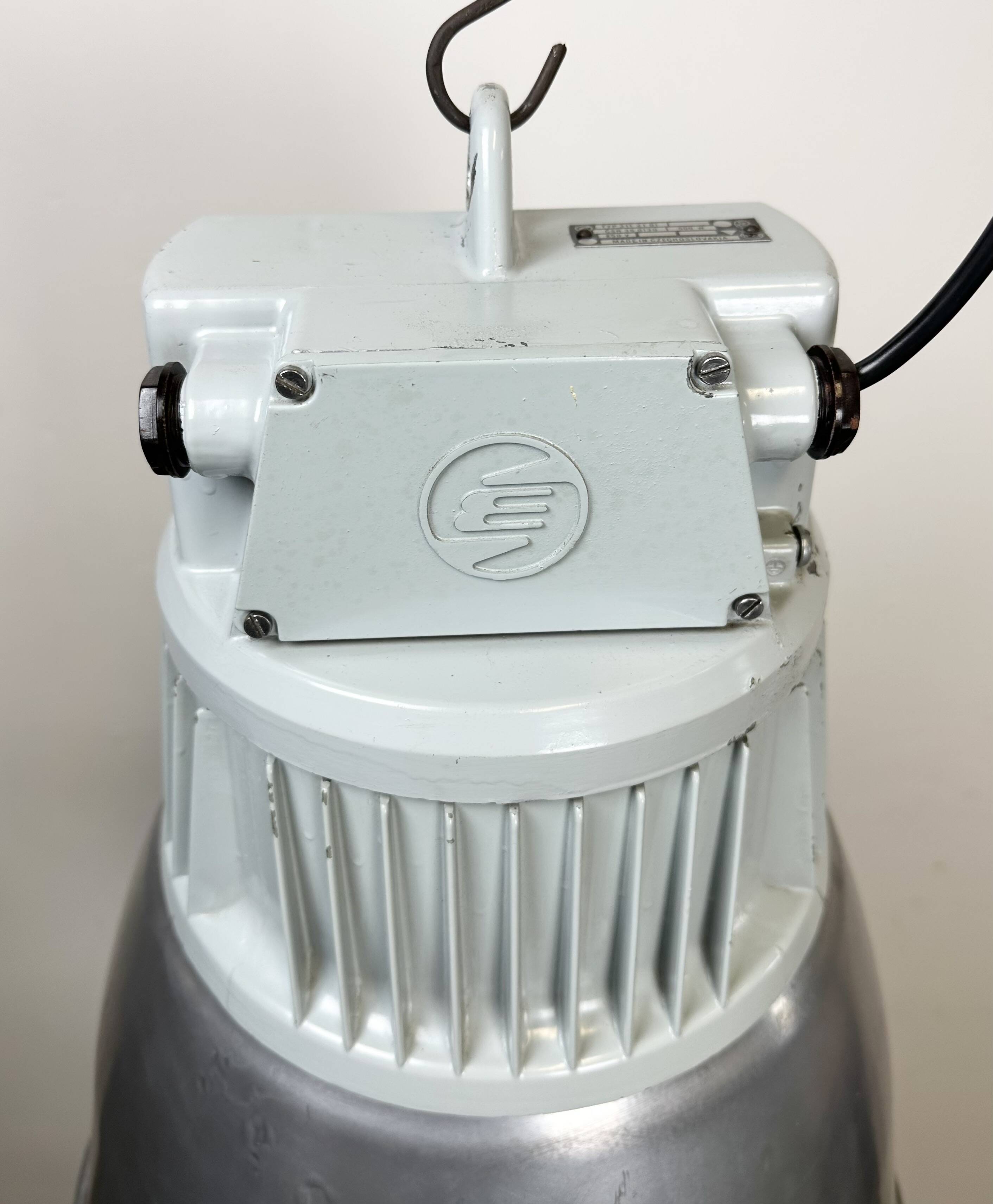 Vintage Silver Industrial Factory Pendant Lamp from Elektrosviti, 1960s