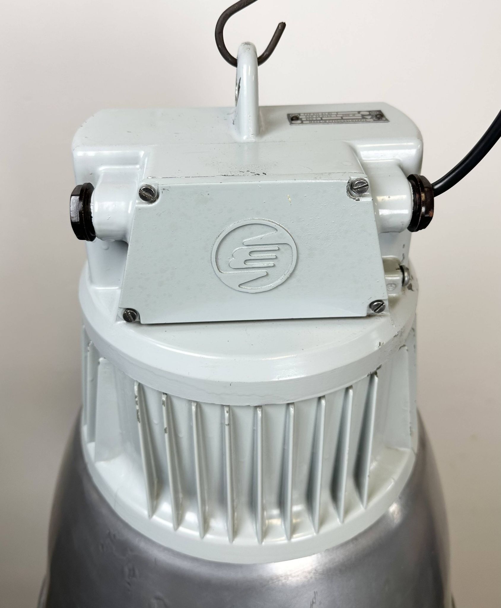 Vintage Silver Industrial Factory Pendant Lamp from Elektrosviti, 1960s