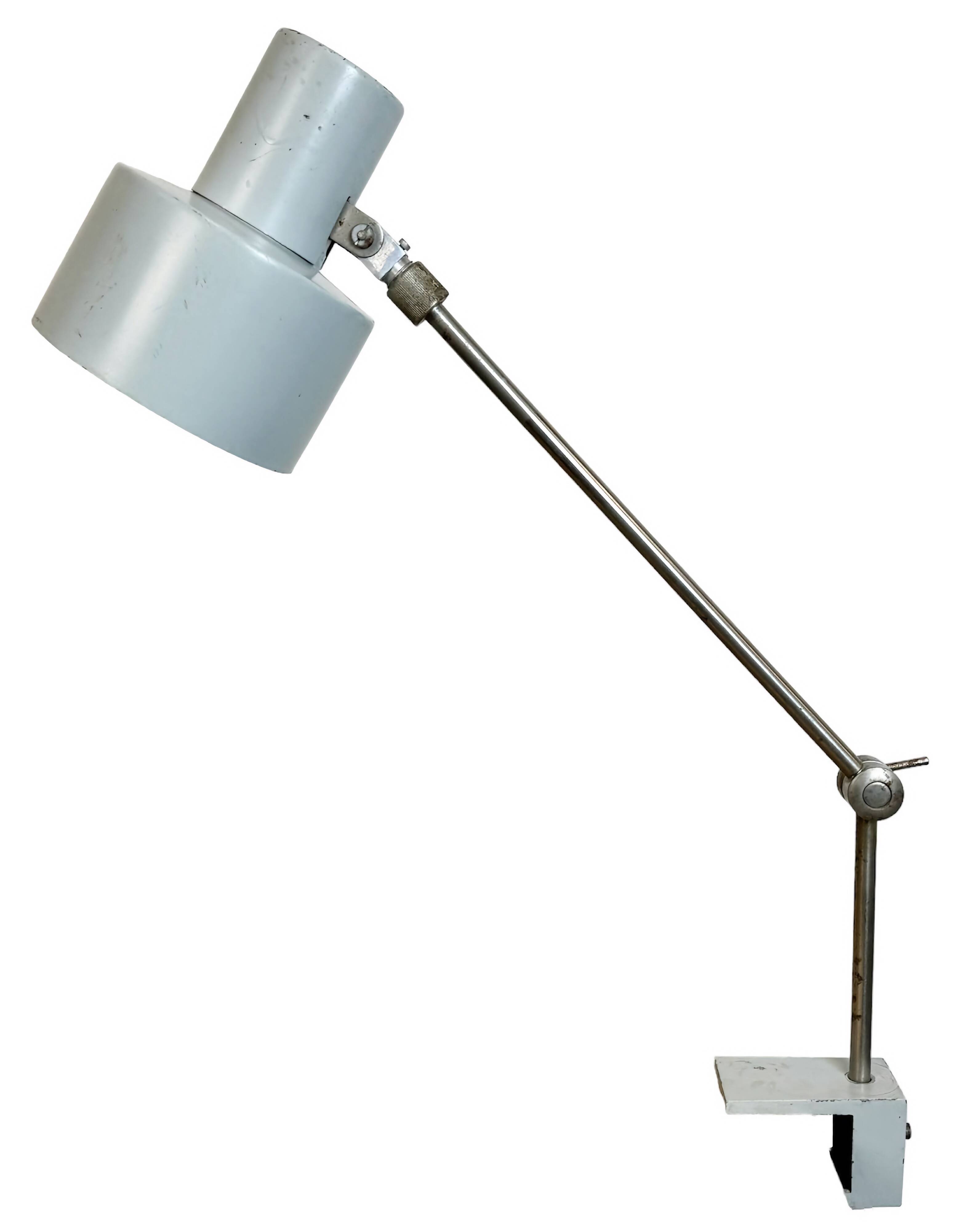 Grey Industrial Factory Office Desk Lamp from Elektrosvit, 1970s