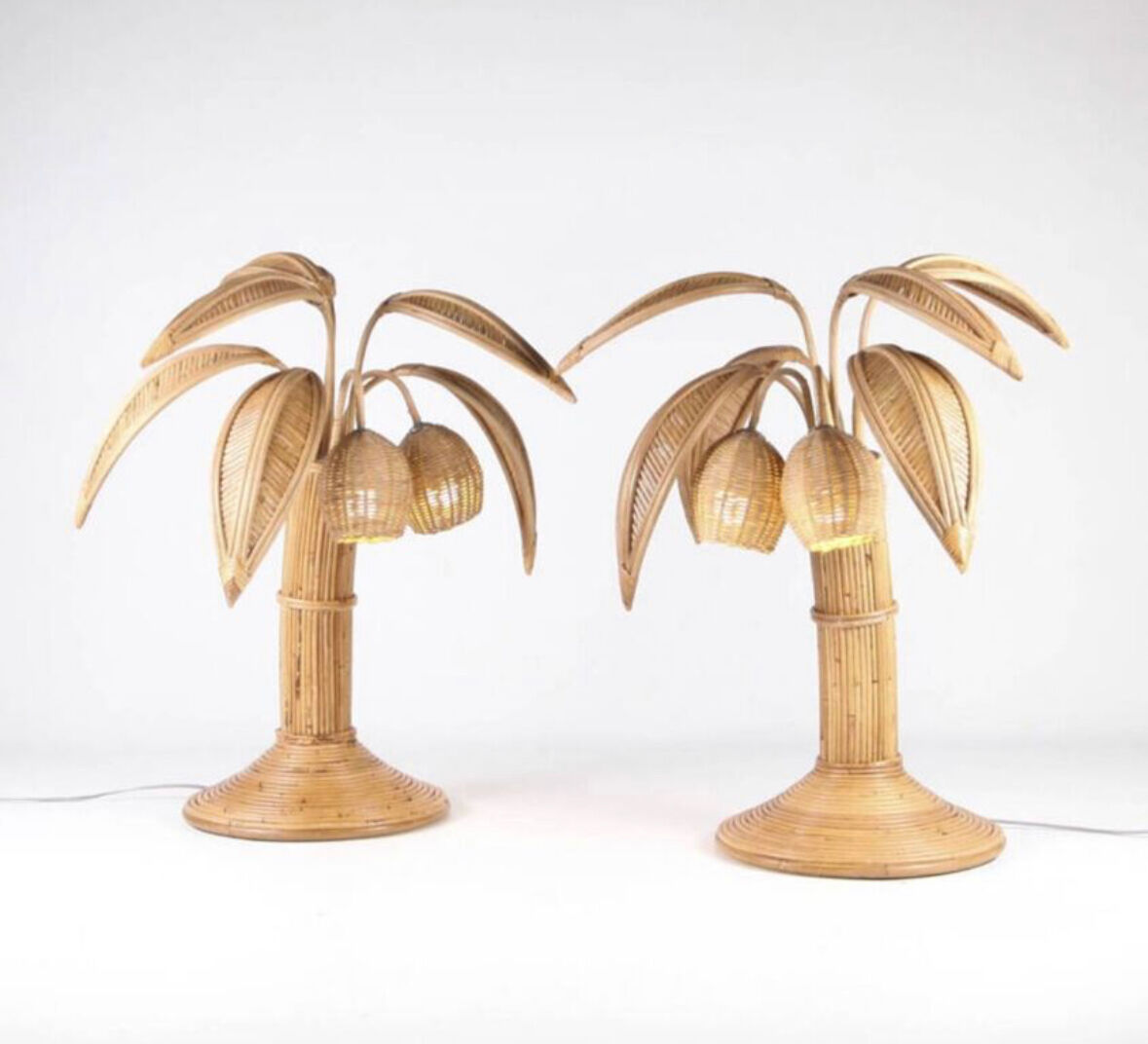 "Rattan 'coconut tree' lamp"