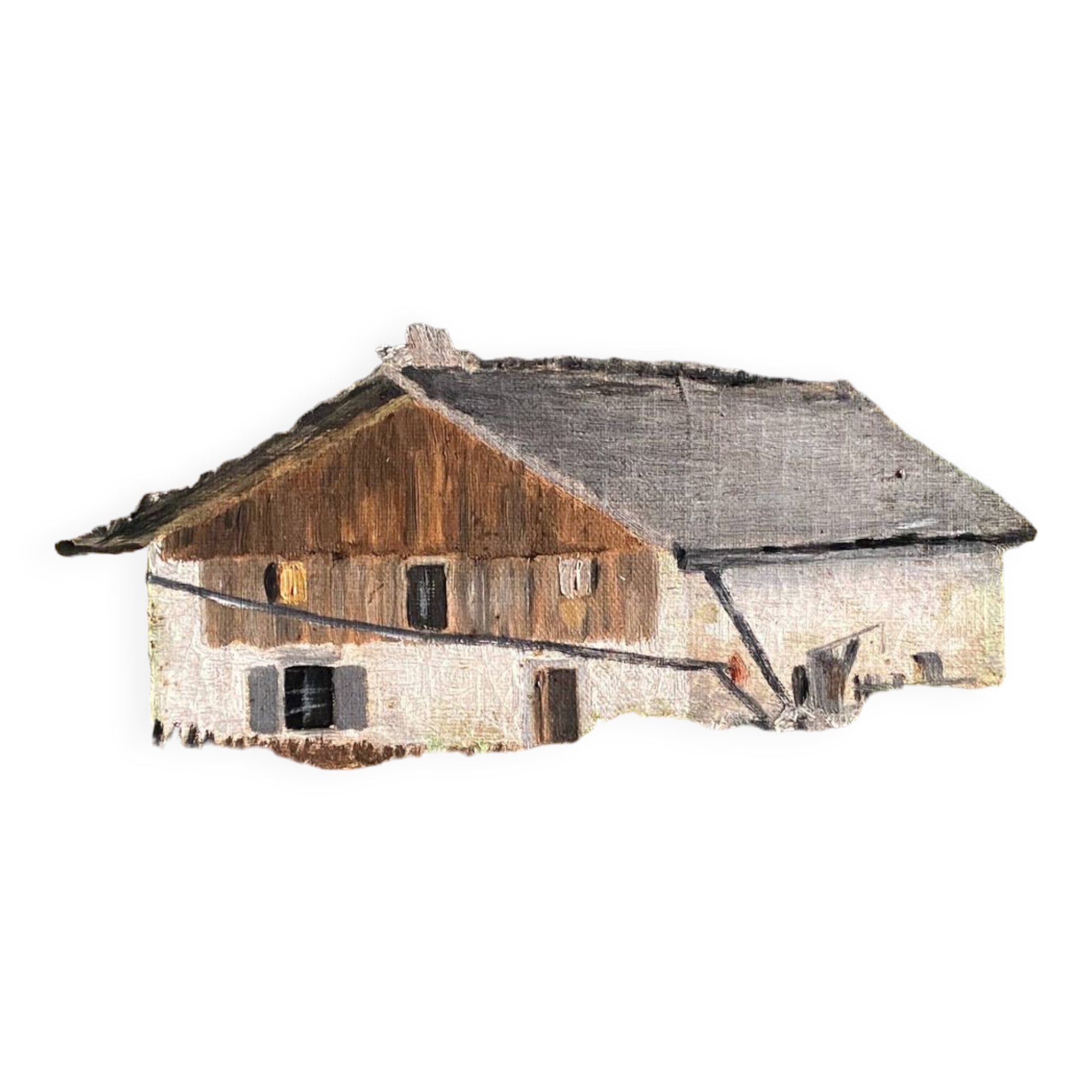 HST painting "Alpine chalet" Mountain 19th century