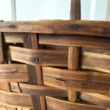 Old basket in woven chestnut wood