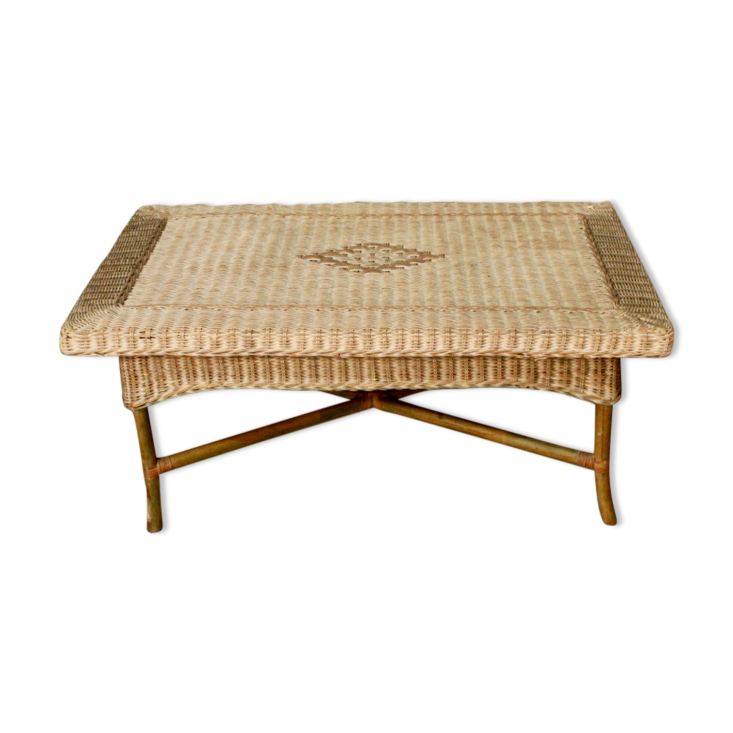 Bamboo and wicker coffee table