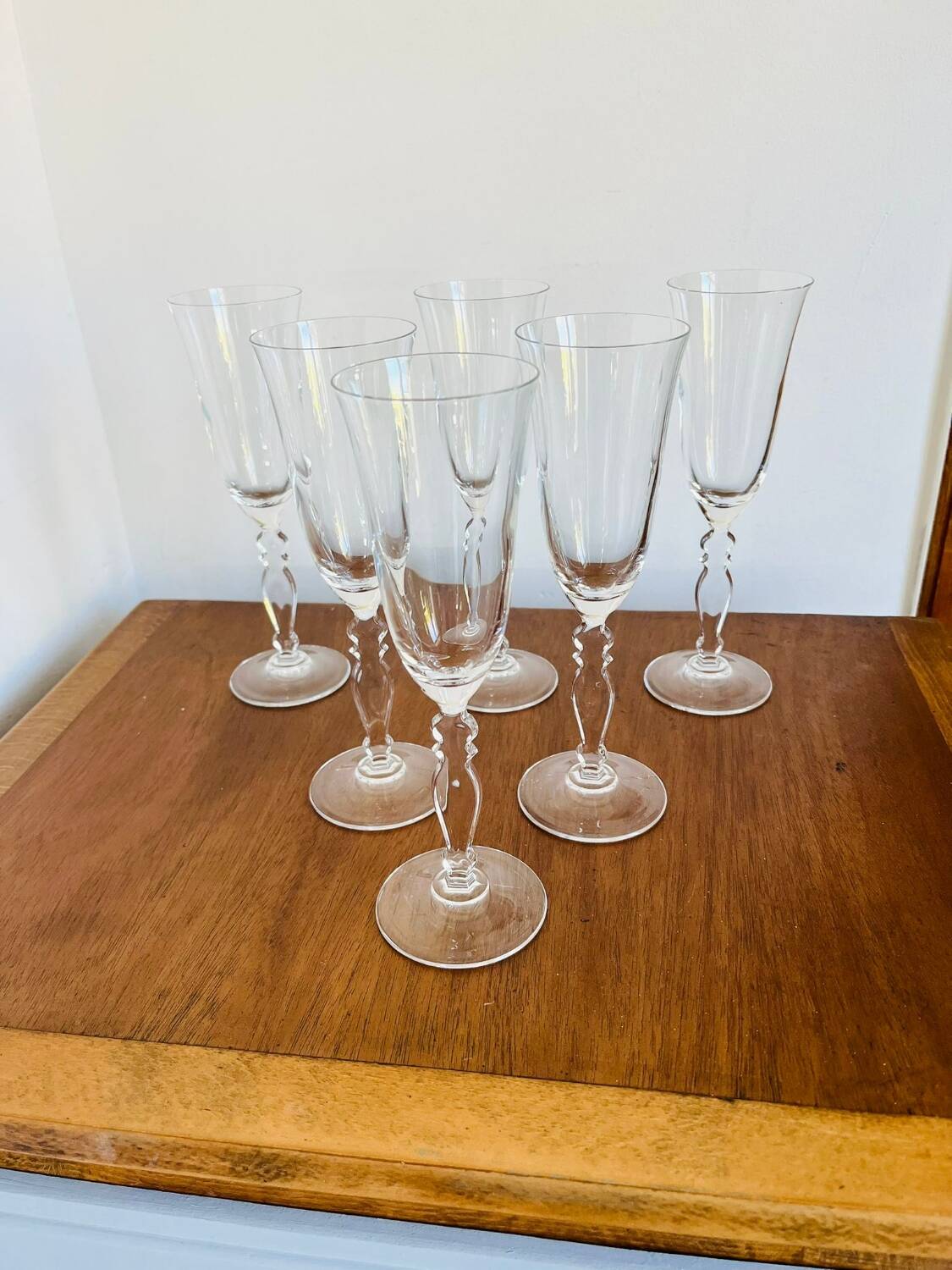 6 limited edition champagne flutes, new Arques crystal