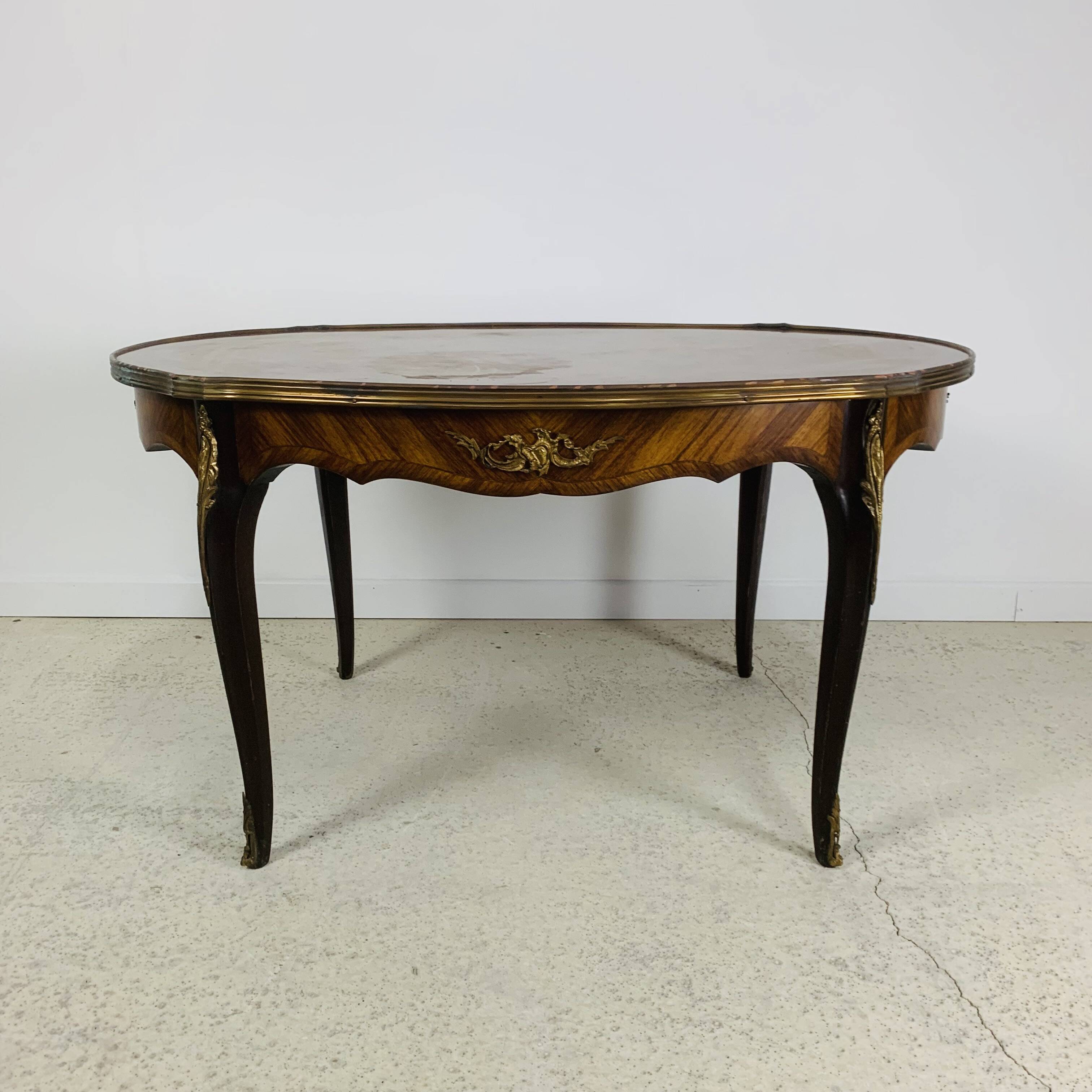 Louis XV High-end inlaid coffee table - Wood, Bronze - 1930s retro vintage